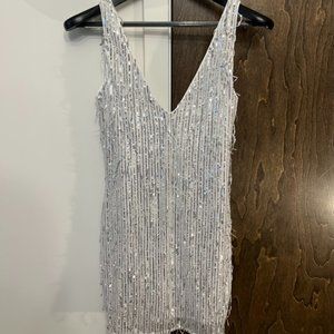 Women's Shimmery Tassel Mini Dress Small